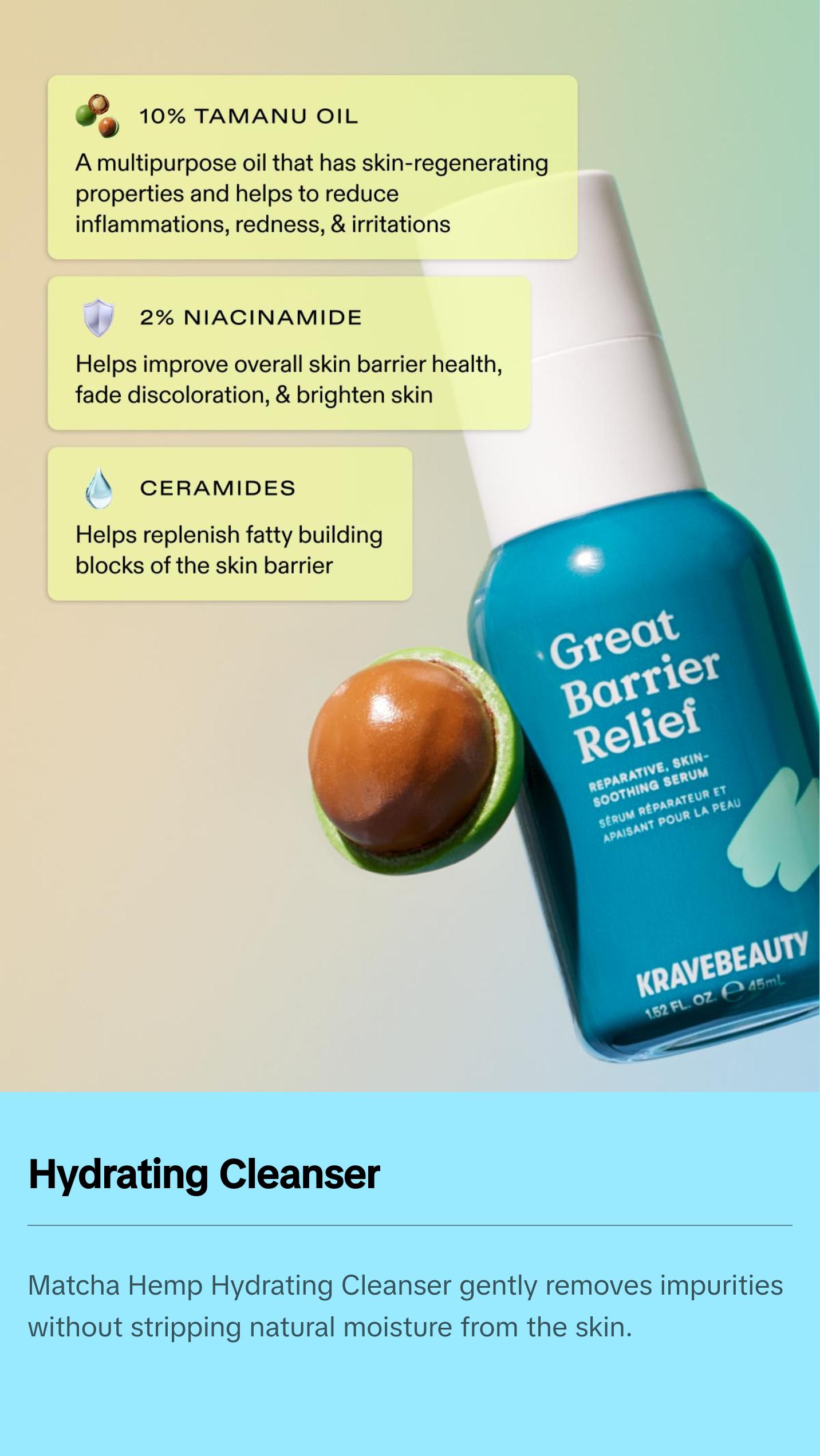 KraveBeauty Barrier Builder Duo to Cleanse & Soothe Skin with Gentle, Non-stripping Cleanser and Barrier Repair Serum