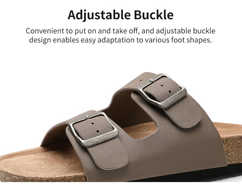 Trary Women's Flat Cork Footbed Sandals, Women Slide Sandals, Adjustable Buckle Slip-On Open Toe Slippers Spring Summer Size 6-11, Dealsforyoudays