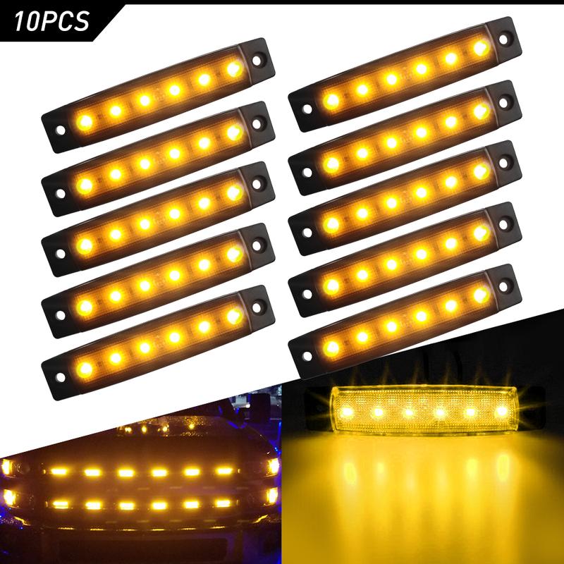 10x 3.8" Smoked Amber/Red/White/Green Side Marker Clearance Lights 6 LED for Truck Trailer
