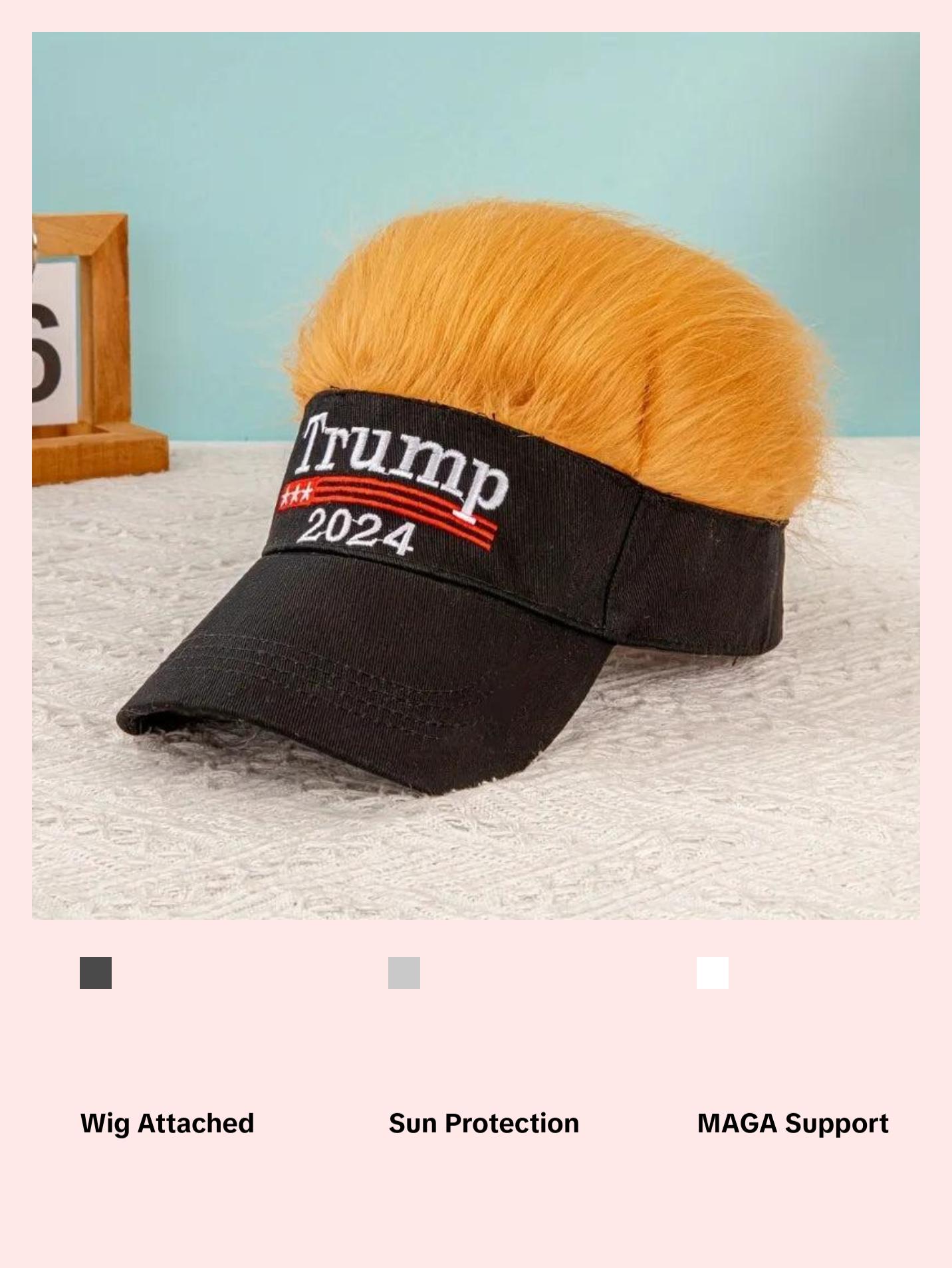 Trump 2024 Hat with Hair,Donald Trump Make America Great Again Wig Hat Embroidered Ultra Adjustable Baseball Cap trump hats caps for streetwear hats