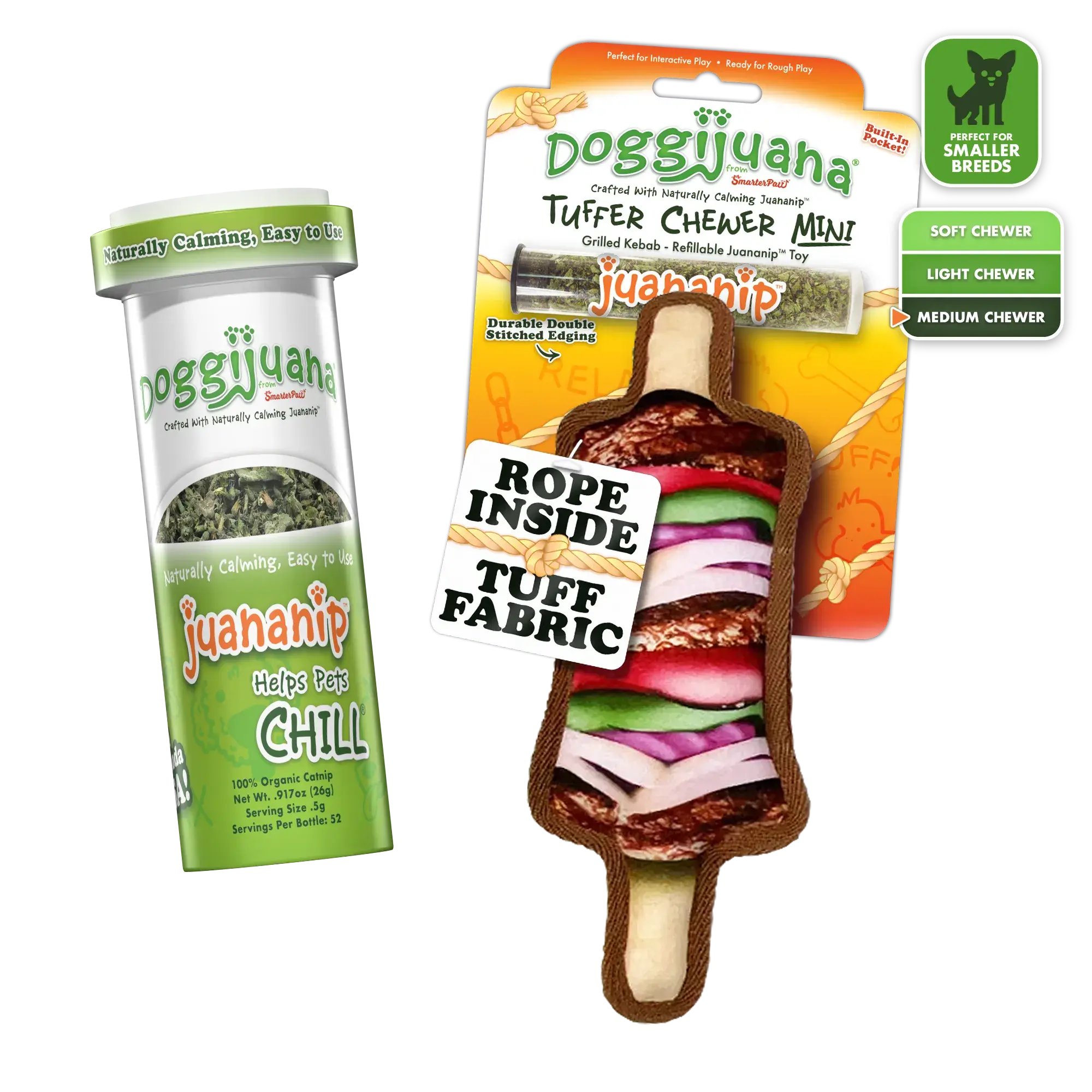 Tuffer Chewer Mini Doggi Duo Bundle - Grilled Kebab & Juananip