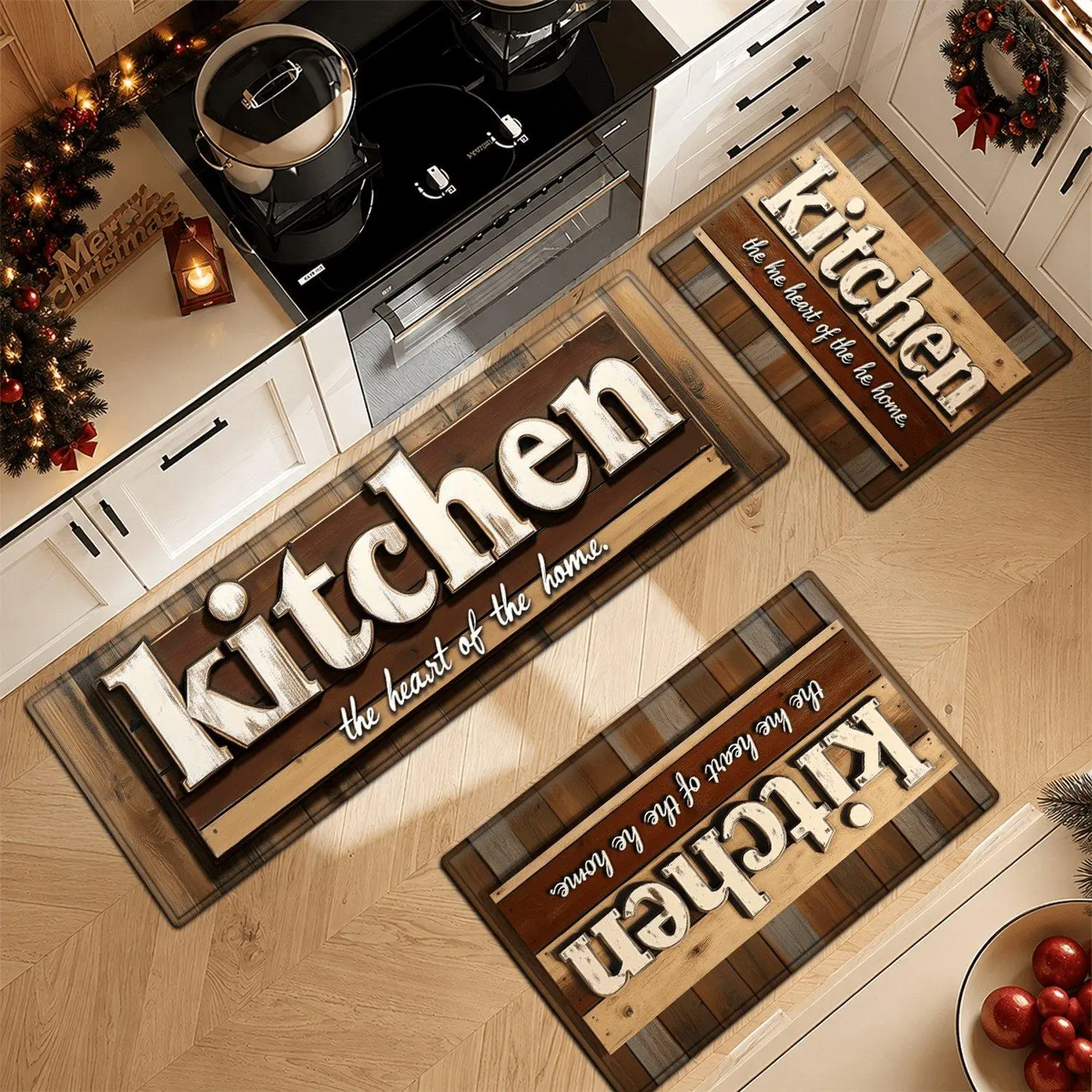 1pc Soft Non Slip Thick Cushioned Water Absorbent Machine Washable Flannel Floor Mat with Non Skid Backing for Kitchen Living Room Entryway Featuring Decorative Pattern