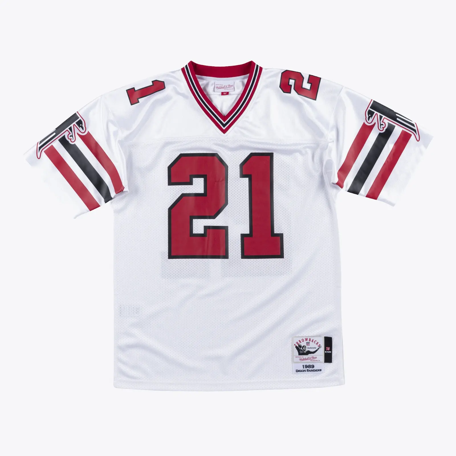 Deion Sanders White Atlanta Falcons 1989/90 Authentic Jersey - Mitchell & Ness NFL Throwback, 80s Retro Football Jersey