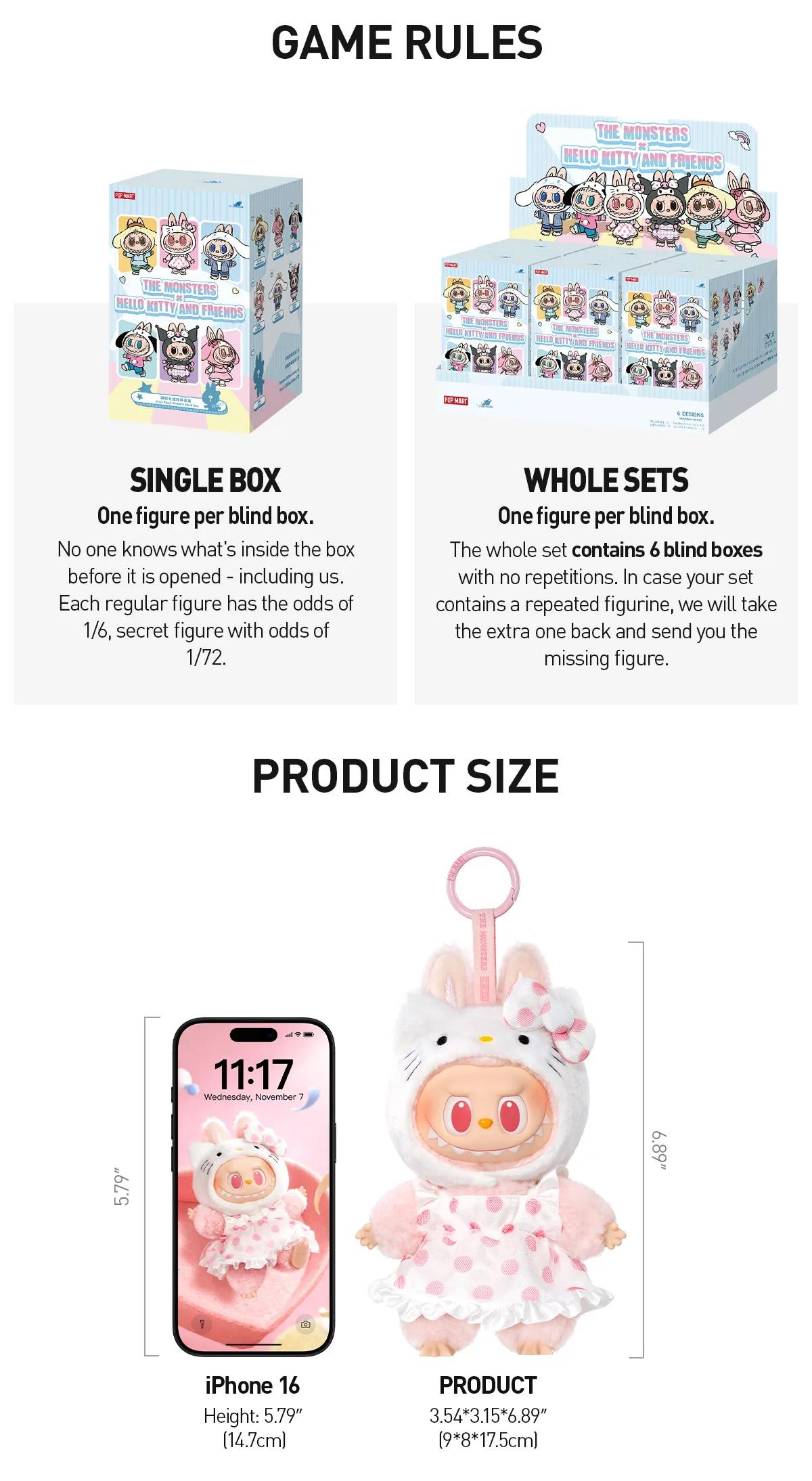 (Iris1034) POP MART THE MONSTERS x Hello Kitty and Friends Series-Vinyl Plush Pendant Blind Box