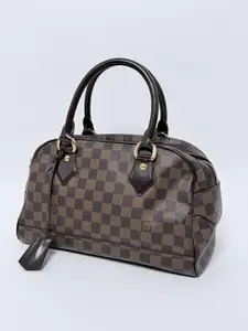 Pre-owned Louis Vuitton Canvas Top Handle Bag authentic Duomo Handbag in Damier Ebene Top Handle Handbag Bowler Bag YMLV136