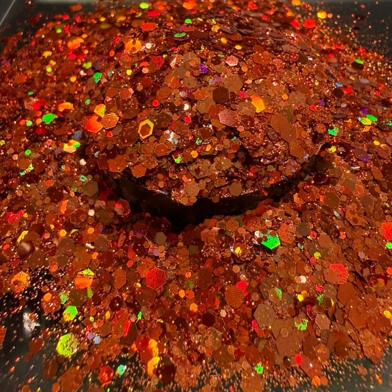 Reese & Riley Co. Fired Up Premium Orange Holographic Chunky Mix Glitter - Sprinkle, Layerable, A Little Goes a Long Way; Hazard-Free, Luxe Finish for Makers' Resin Art, DIY Crafts Projects, High-Shine