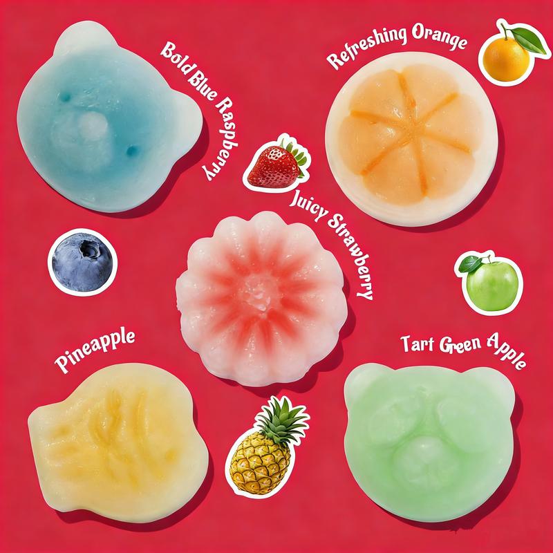 【Updated Version】GummyGlow Wax Bottle Candy 12 oz coconut Bag - Variety Flavor Fruit Jelly Filled（Blue Raspberry，Green Apple，Pineapple，Orange，Strawberry）- Fun Shapes & Edible Wax Sweet Snack for Parties Bonbon Sweet Fruit Bite.viral candy