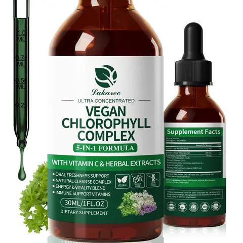 Lukaree Vegan Chlorophyll Liquid Drops 200mg, Advanced Liquid Chlorophyll for Natural Cleansing & Immune Health, Internal Deodorant, Skin & Gut Health, Sugar-Free, Non-GMO, 1 Fl Oz