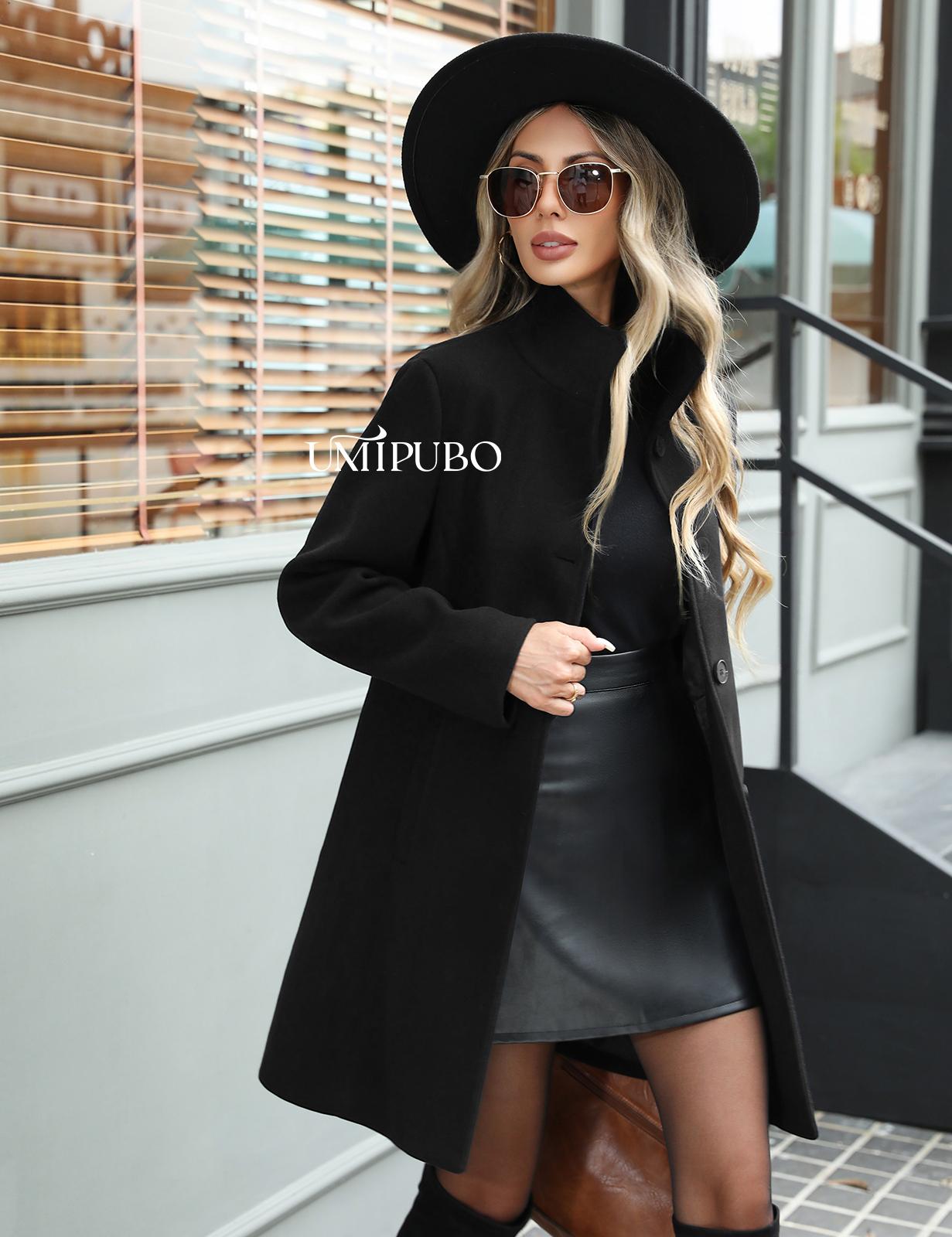 UMIPUBO Women's Winter Single Breasted Pea Coat Casual Stand Collar Overcoat Work Office Classic Jacket with Pockets UMIPUBO Women's Winter Single Breasted Pea Coat Casual Stand Collar Overcoat Work Office Classic Jacket with Pockets