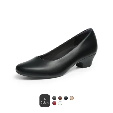 Dream Pairs Women's Stylish Elegant Low Block Heeled Footwear - Closed Round Toe, Arch Support, 3D Cushioned Insole, Breathable Liner, Quiet Lightweight Outsole, Secure Heel Fit, Soft All-Day Comfort for Workdays Events