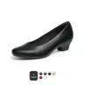 Dream Pairs Women's Stylish Elegant Low Block Heeled Footwear - Closed Round Toe, Arch Support, 3D Cushioned Insole, Breathable Liner, Quiet Lightweight Outsole, Secure Heel Fit, Soft All-Day Comfort for Workdays Events