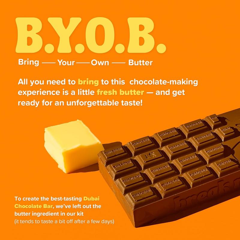 NEW - Chocbox Viral Dubai Milk Chocolate Bar Kit - Includes Chocolate Mold, Choc Wafers, Shredded Kataifi, Pistachio Cream - DIY Gift Box Dubai Kit - Great Gift