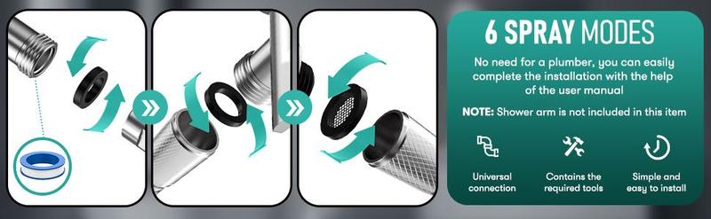 ROLAKUL Handheld Shower Head, High Pressure Showerhead with 70" Stainless Steel Hose - 3-Spray Mode (Rain, Power Wash, Jet)  for a Relaxing Shower & Easy Cleaning