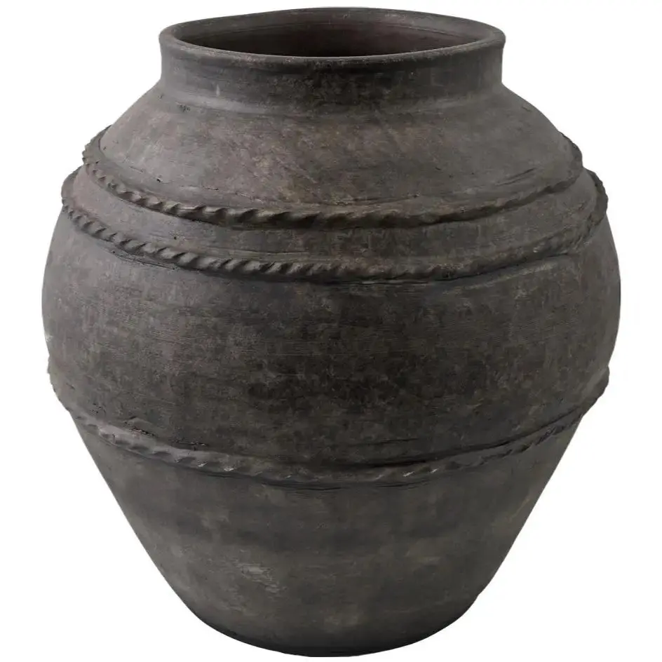 Livabliss x Galey Alix Stevi Global Oblong Gray Ceramic Flower Vase - 50-100 cm Vintage Decorative Vase, Easy to Clean Home Decor for Outdoor Use, Host of HBO Max’s Home in a Heartbeat Viral Content Creator Collaboration