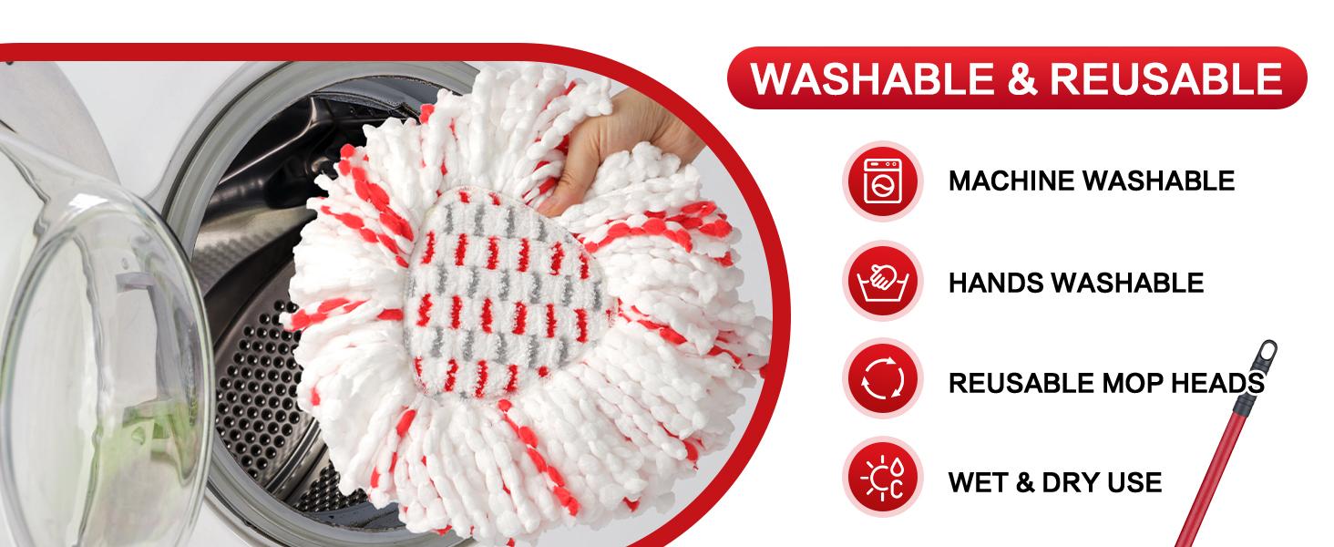 For O-Cedar EasyWring 1-Tank System 3 Pack Spin Mop Heads Refills with Scrubbing Pad Built-in Scrub Mop Deep Cleaning o cedar 40% More Efficient