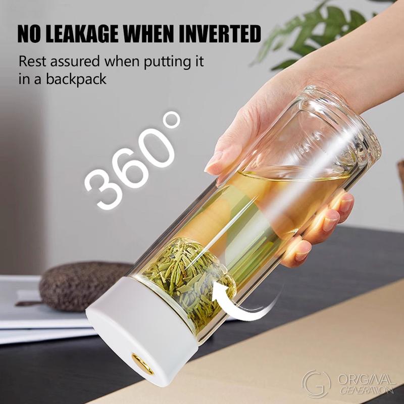 New Magnetic Tea Separator Glass Bottle Double Layer Heat Protection Glass Bottle Double Glass Insulation To Prevent Scalding Bottle