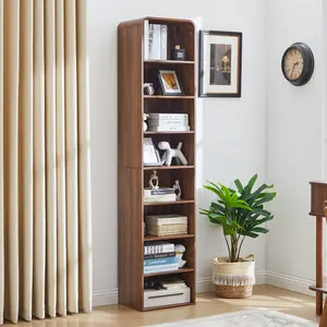 Giratree Tall Slim Arched Bookshelf, Narrow 8-Tier Open Bookcase for Small Spaces, Freestanding Curved Display Shelf for Living Room, Entryway & Bathroom