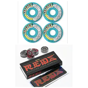 Street Plant "Street Scoundrels" 58mm 101a Skateboard Wheels + Bones Reds Bearings