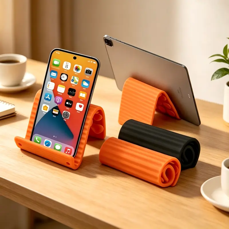 Silicone Phone Stand,Flexible Lightweight, Portable, And Foldable; Compatible With All Phone And Tablet Models. Suitable For Business, Office Work, Leisure, And Travel