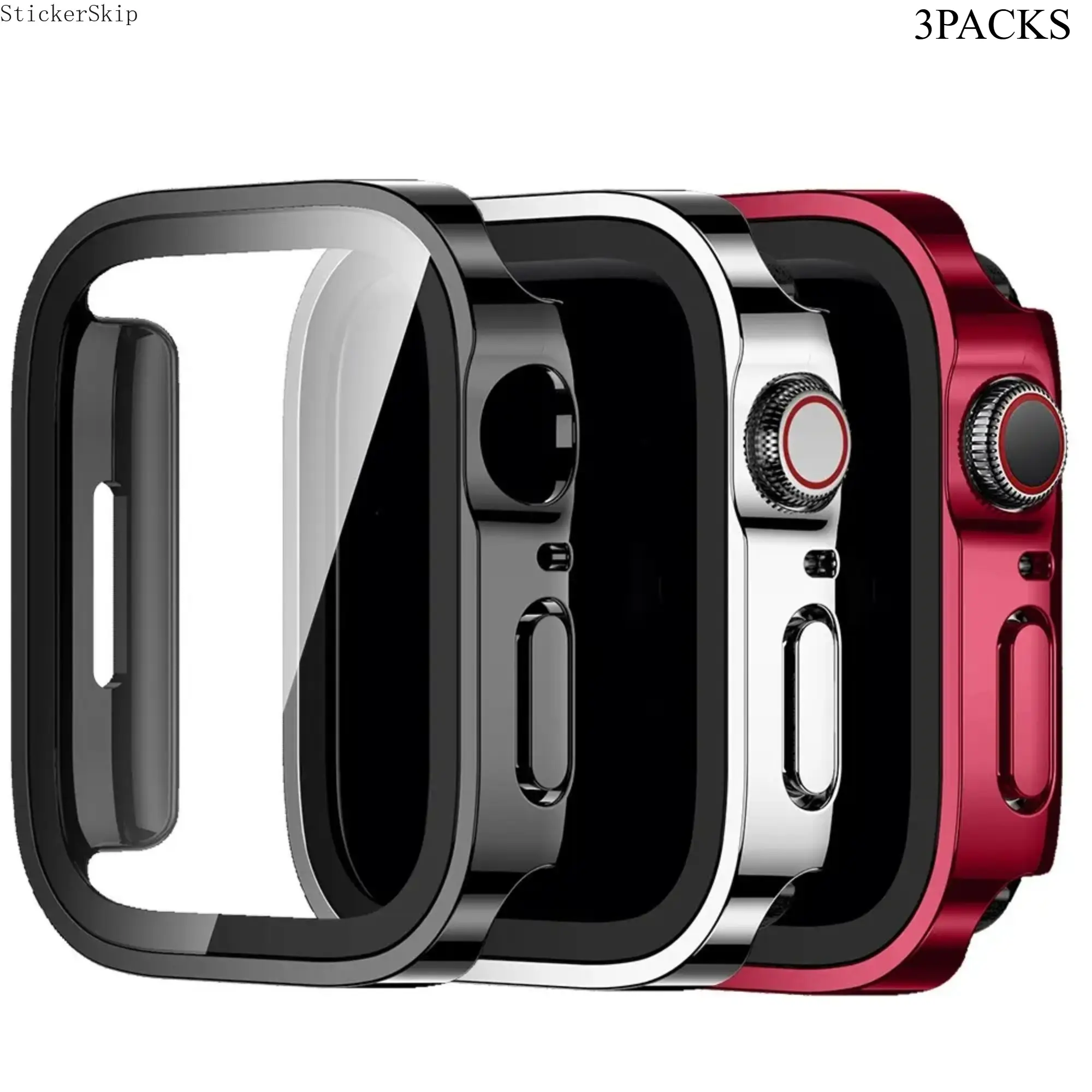 2026NEWHOT3-PackFor  Watch 11, 10, 9, 8, 7, 6, 5, 4, SE, and Ultra; PC case, Cover, with tempered glass screen protector; electroplated finish; all-around protection; lightweight and scratch-resistant; compatible with 40mm, 41mm, 42mm (for S10/S11), 44mm