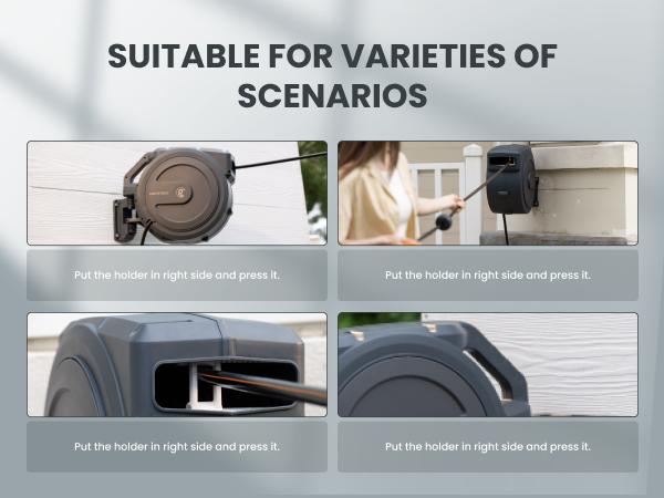 Giraffe Tools Garden Retractable Hose Reel AW Series DS Trigger Mechanism Kink-Proof G-Self-Layering System 100ft Hose Easy Grip Handle Watering Systems