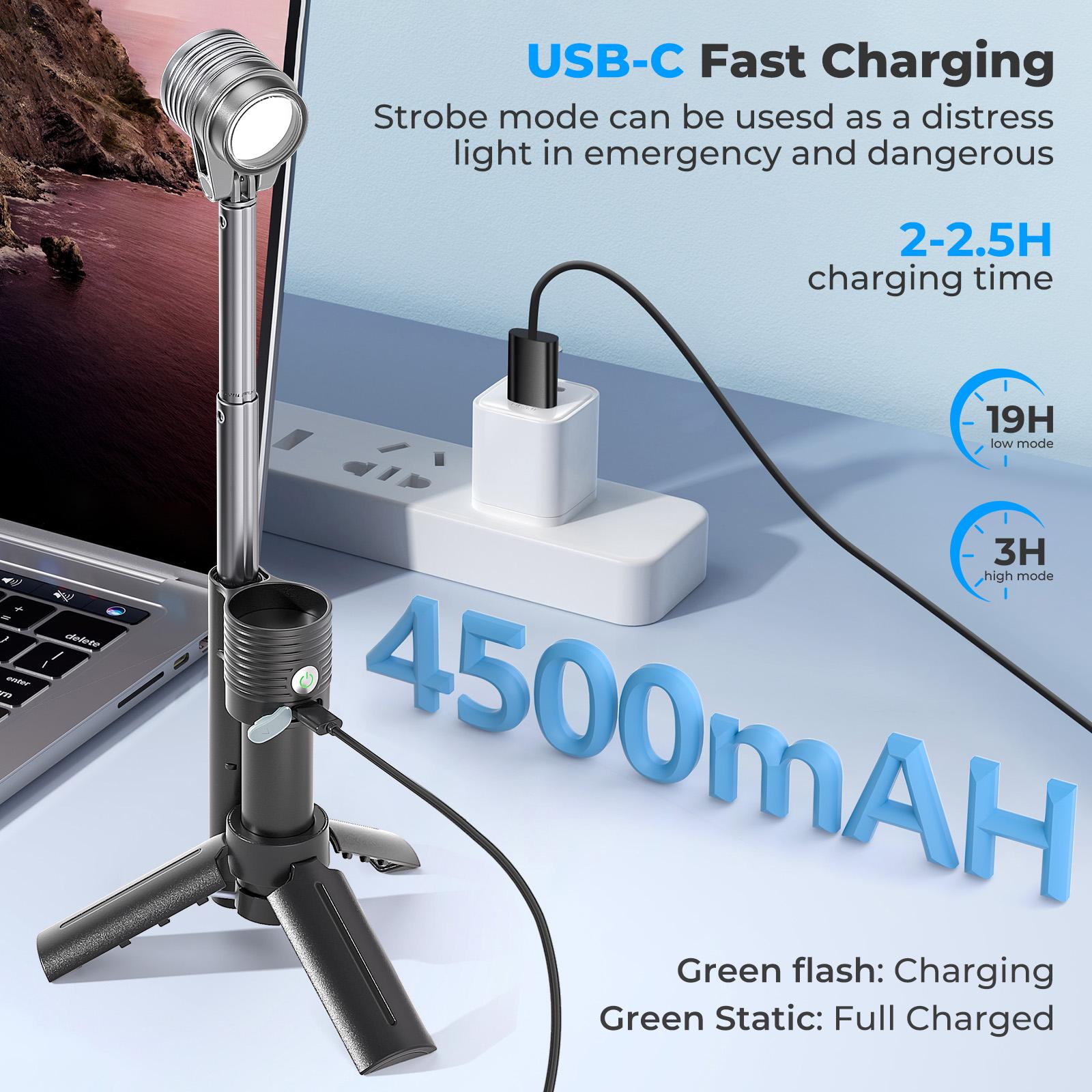 AsFrost Flashlight Mini Camping Lights, 180° Magnetic LED Flip with Tripod, Power Bank, Dual Color Modes, Waterproof, 8-Light Mode, 4500mAh Rechargeable Hiking Flashlight for Camping, Desk, or Emergency Use, Gift for Men Women Outdoor Enthusiasts