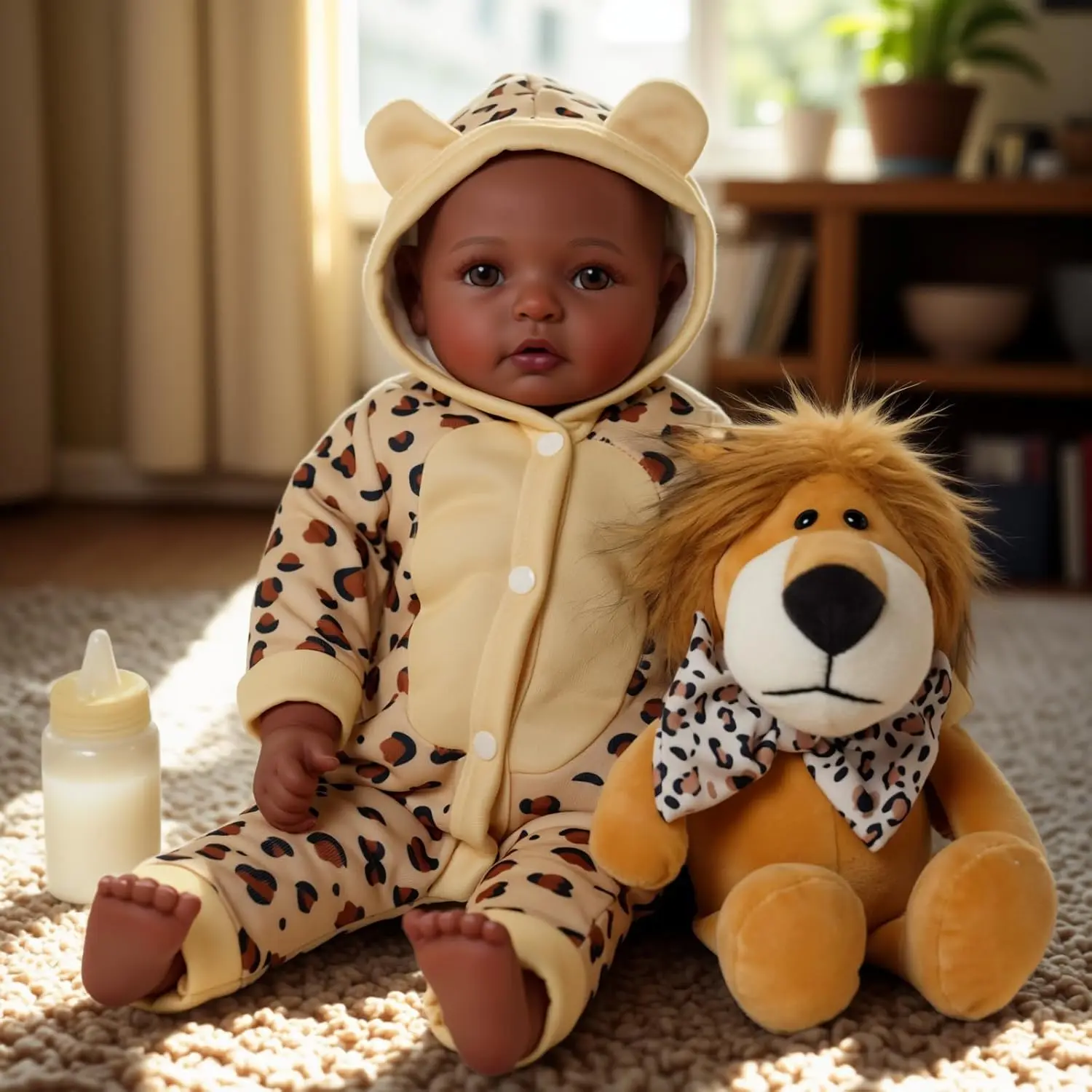 BABESIDE Lumi 17in Handcrafted Cotton-Blend Reborn Baby Doll - Durable Reinforced Soft Body, Lifelike African American Girl Doll, Premium Outfit & Accessories, Machine Washable, Birthday Gift for 3-4 Yr Olds with Emotional Companionship