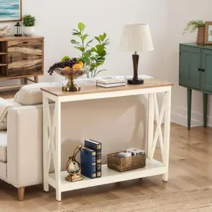 PhiVilla 40" Long Farmhouse Console Table, X-Design Entryway Table for Hallway & Living Room