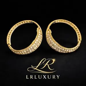 34 14K Gold Laminated Cobra Luxe Crystal Hoops