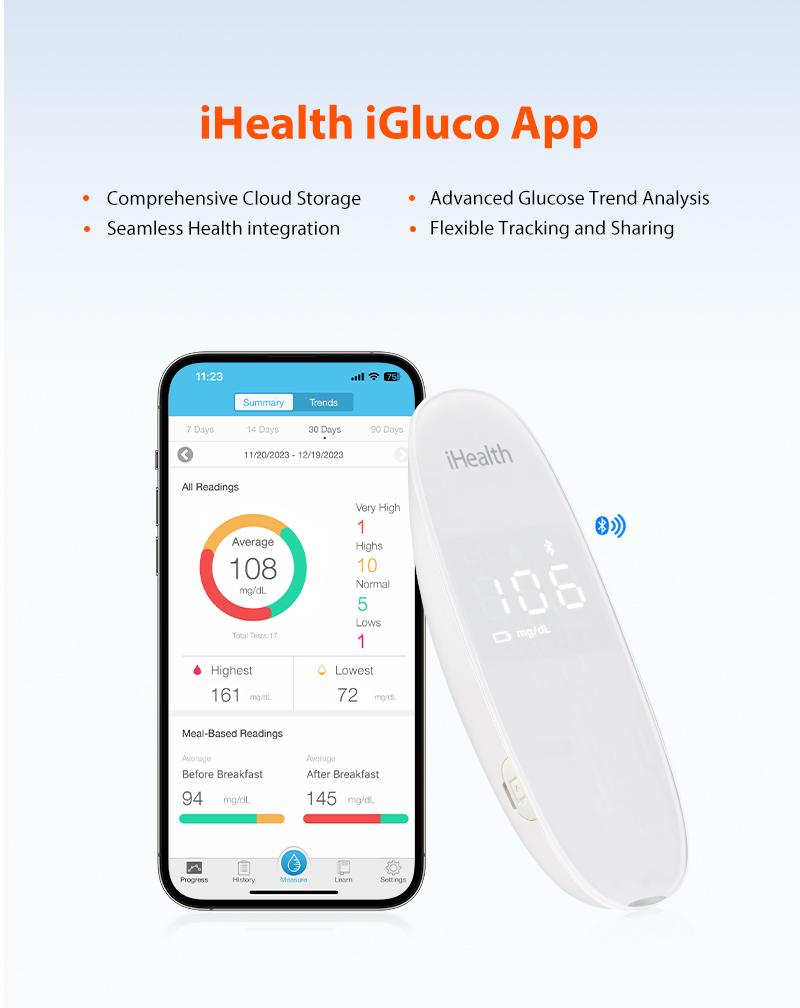 iHealth Blood Sugar Monitor Portable Glucose Meter Free App Finger Glucose Test Diabetes Accessories Strips Lancets Lancing Device Healthcare Kit iHealth Blood Sugar Monitor Portable Glucose Meter Free App Finger Glucose Test Diabetes Accessories Strips Lancets Lancing Device Healthcare Kit