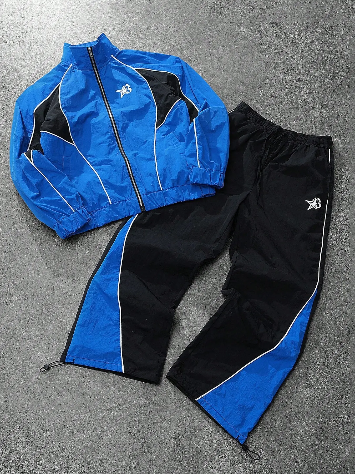 Men's Y2K Color Block Windbreaker Tracksuit, Lightweight Waterproof Loose Fit Two-Piece Set for Streetwear, Gym Running, Daily Leisure and Casual Sports Wear, Sports Set, Workout Running Outfits, Active Tracksuit Set, Casual Sportswear Set