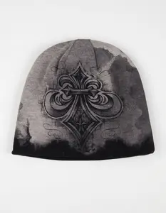 AFFLICTION Mens Vengeance Reversible Beanie, Black Combo AFFLICTION Mens Vengeance Reversible Beanie, Black Combo