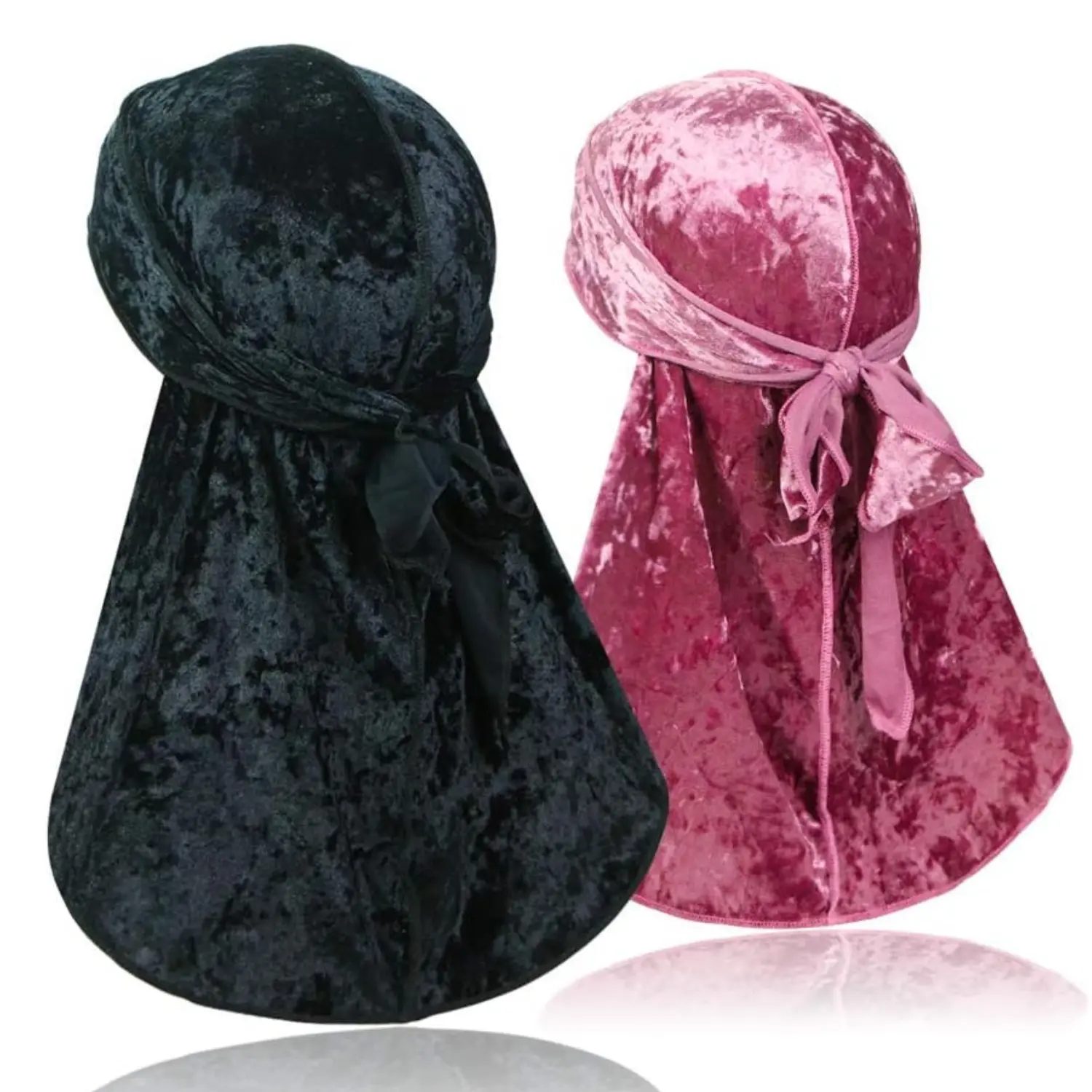 Crushed Velvet Wave Durag Head Scarf, Unisex Head Wrap Turban with Extra Long Double Wrap Tails for 360 Waves, Hair Scarves, Premium Soft Texture, Extra Tail, Fashion Hair Scarves, Hairwraps, Scarf Head Wrap