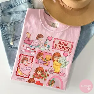 Comfort Colors Junie B Jones Valentine Doodle Style Shirt, Junie B Jones Education Shirt, Teacher Valentine T-shirt, First Grade Teacher Gifts Valentine's Day