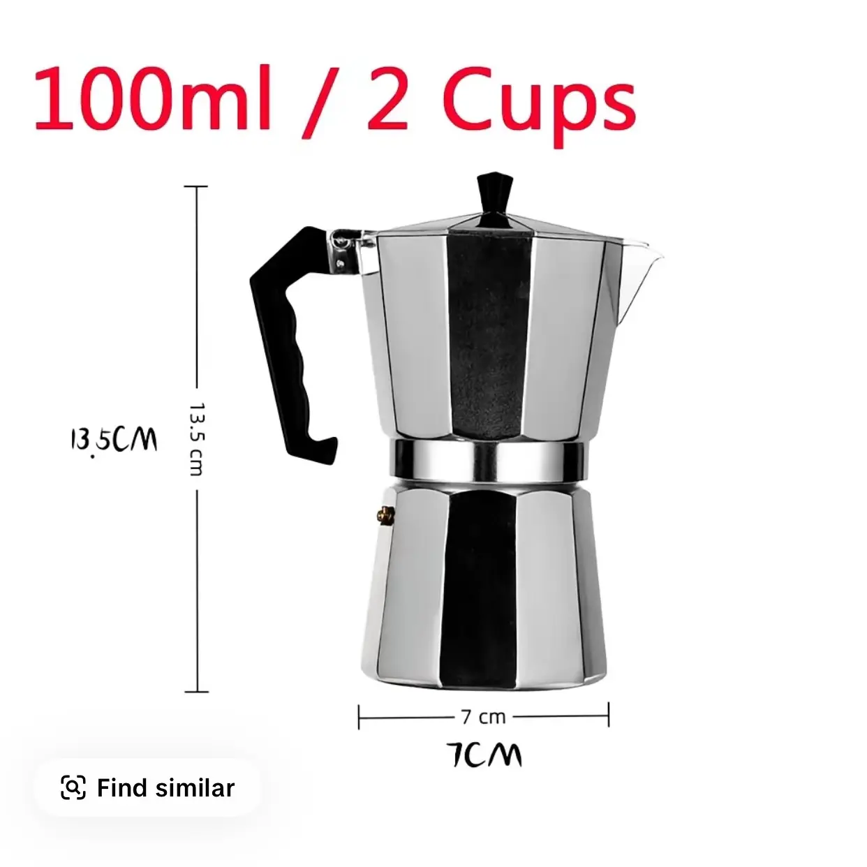 Italian Espresso Maker 2 Cup Stove Coffee Percolator Moka Pot