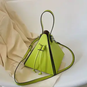 LUXE PYRAMID MINI HANDBAG – NEON GREEN)