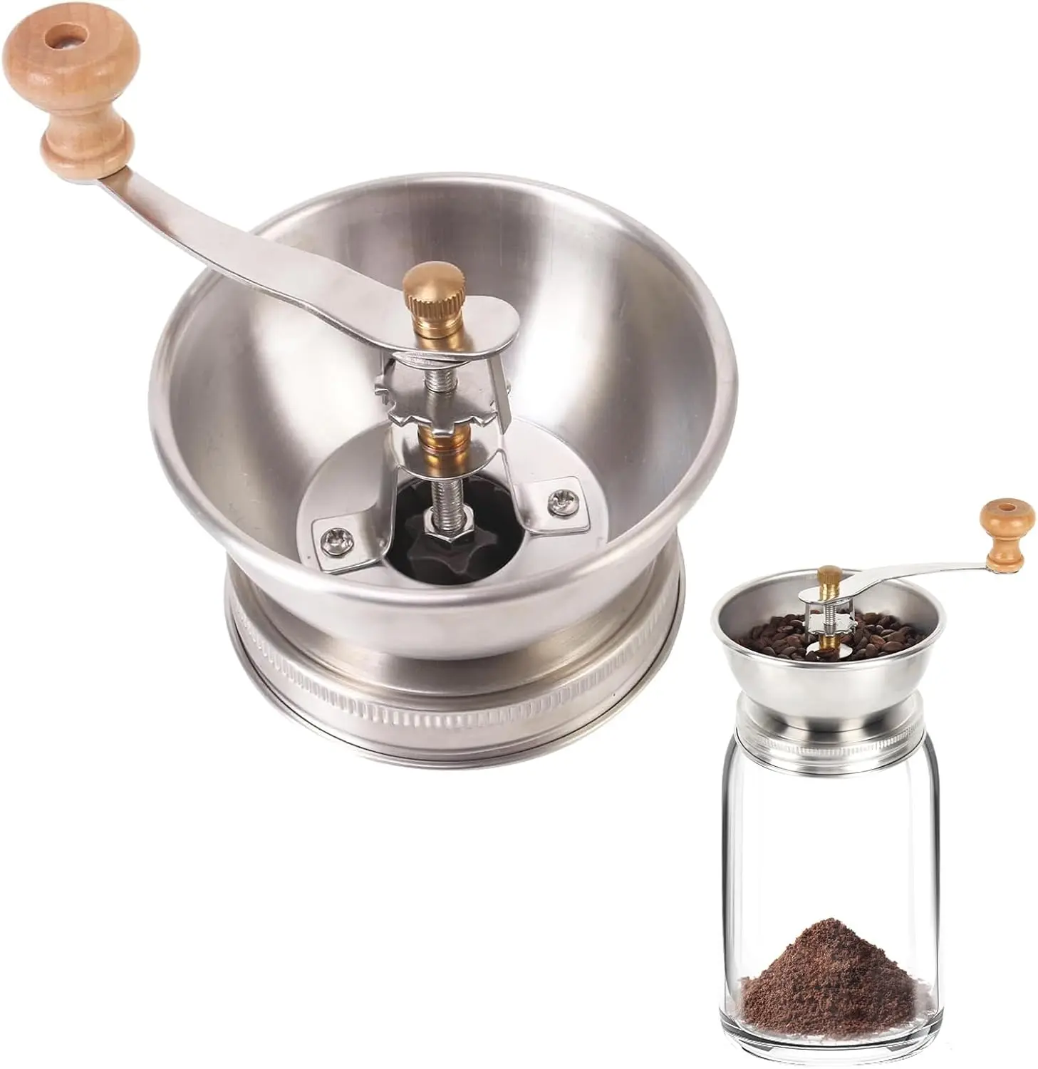 Mason Jar Coffee Grinder Lid – Manual Burr Grinder for Fresh Coffee, Manual Coffee Grinders, Stainless Steel