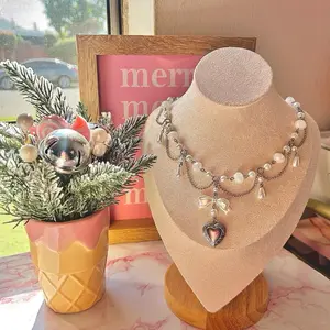 The Lana Locket Necklace | Silver necklace, beaded necklace, dainty, coquette, detailed necklace, heart locket, LDR , gift ideas Adjustable Choker