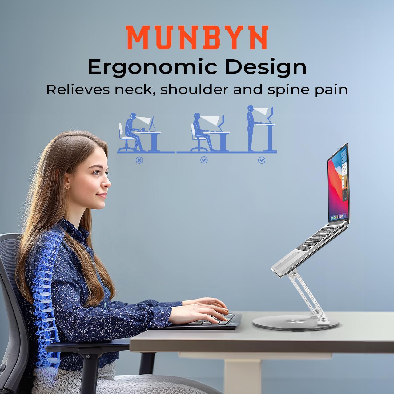 【MUNBYN 360° Rotating Laptop Stand】Adjustable Foldable Aluminum Laptop Stand, 2-in-1 Multifunctional Laptop Stand Hub for Gaming laptop & Mobile stand,Gray 【MUNBYN 360° Rotating Laptop Stand】Adjustable Foldable Aluminum Laptop Stand, 2-in-1 Multifunctional Laptop Stand Hub for Gaming laptop & Mobile stand,Gray