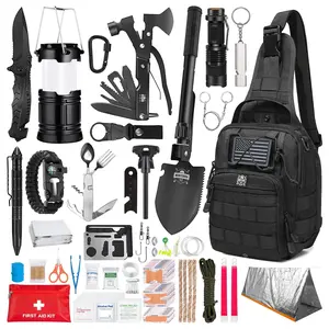 Survival Kit 265 Pcs Emergency Gear and Supplies First Aid Bug Out Go Bag EDC Molle System Backpack Hiking Camping Outdoor Accessories Hunting Gifts for Men.