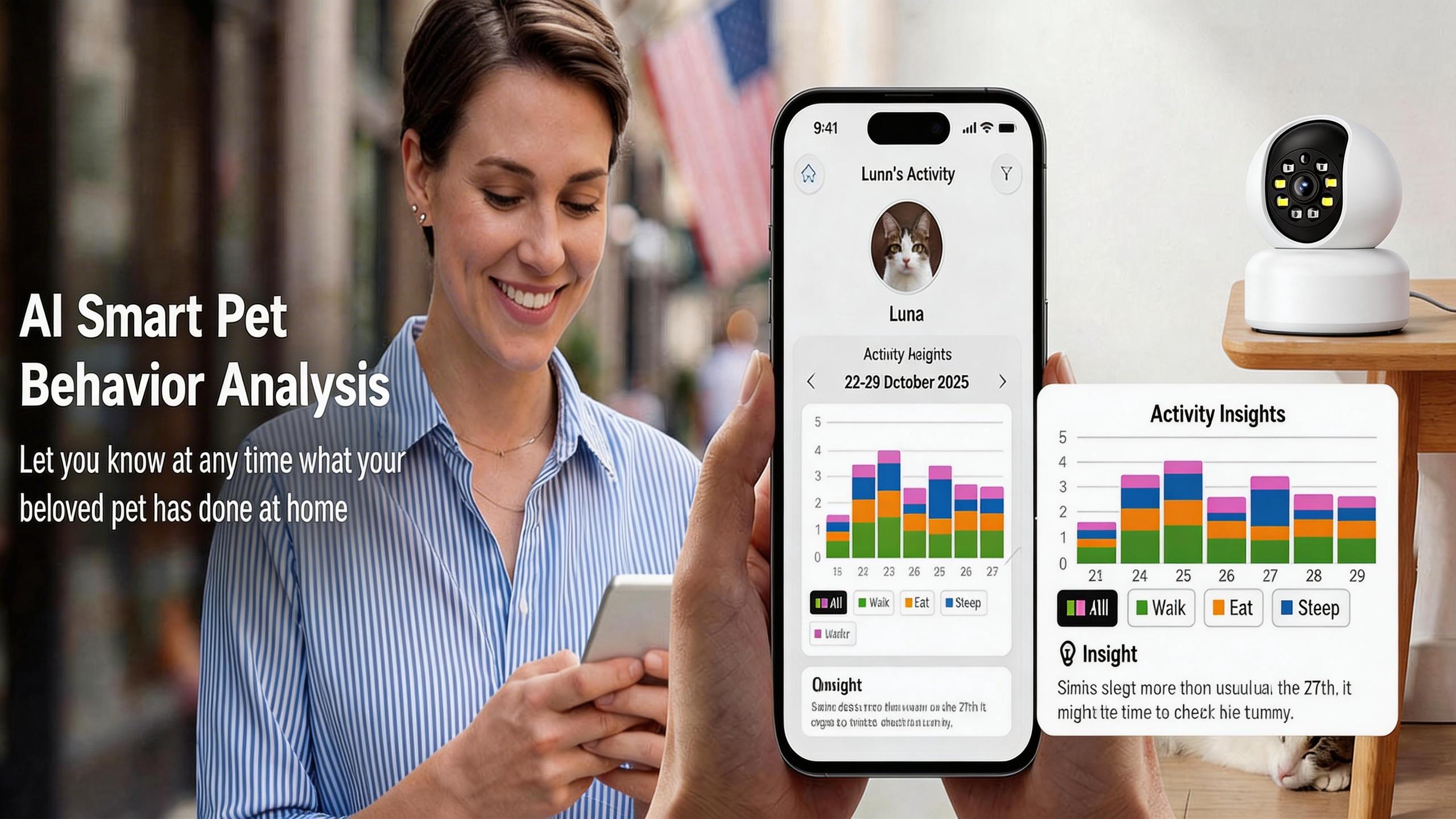 【2PC Pet Monitoring】Hawkray Smart Pet Monitor for Multi-Pet Homes 360° Coverage 3MP 2K HD AI Pet Recognition 2-Way Audio Home Security Ultra-HD View 【2PC Pet Monitoring】Hawkray Smart Pet Monitor for Multi-Pet Homes 360° Coverage 3MP 2K HD AI Pet Recognition 2-Way Audio Home Security Ultra-HD View