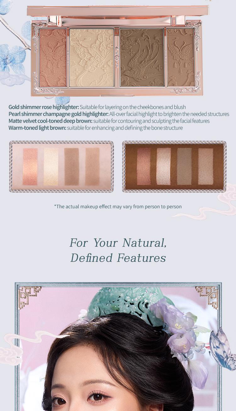 Flower Knows Butterfly Cloud Collar Embossed Highlight & Contour Palette, Made for Cool Shades, Neutral for Sculpting, Bronzing, and Shading, Natural Facial Contouring Makeup Palette, Long Lasting Buildable Concealer Powder, Summer Gift, Beauty Cosmetics