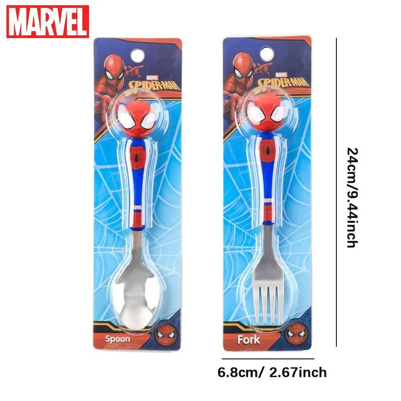 Marvel Officially Licensed 3D Figural Stainless Steel Spoon & Fork Set, Aesthetic Tableware for Lunchbox, Office Use, Ideal Student Gift