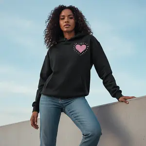 Women's Heart Hoodie, Pocket Heart Sweatshirt Graphic Hoodie -Long Sleeve Pullover Regular Fit | Soft & Breathable Fabric, Durable Print, Everyday Comfort, Machine Washable, casual fashion indoor lifestyle