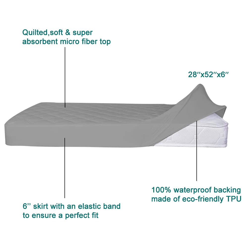 Yoofoss Waterproof Crib Mattress Protector 2 Pack, Quilted Crib Mattress Pad Cover Ultra Soft and Breathable, Machine Washable Toddler Mattress Protector for Standard Baby Crib Size 52''x28''