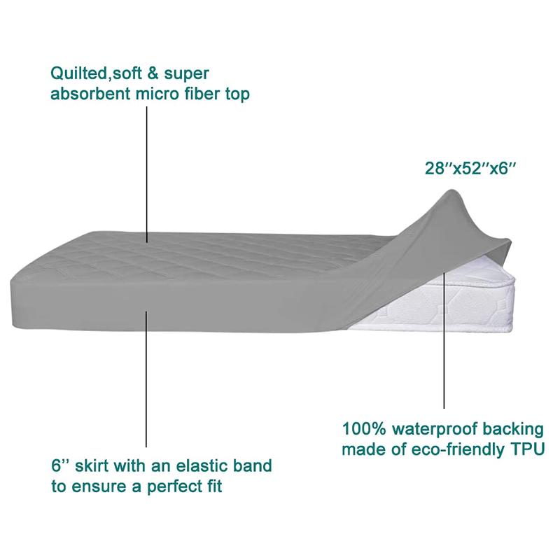Yoofoss Waterproof Crib Mattress Protector 2 Pack, Quilted Crib Mattress Pad Cover Ultra Soft and Breathable, Machine Washable Toddler Mattress Protector for Standard Baby Crib Size 52''x28''