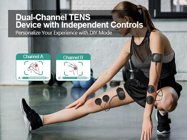 Medcursor Wireless Dual-Channel Muscle Stimulator, App-Controlled TENS Unit with Session Memory, 3 Modes, 25 Intensities, Pain Relief for Back/Arms/Shoulders/Legs, Portable with Storage Pouch