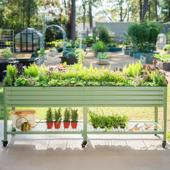 Vego Garden Rolling Elevated Raised Garden Bed V Series with Lockable Wheels & Storage Rack for Patio Porch 700 Lbs Capacity Outdoor Planter Box for Vegetables Flowers Herbs Heavy Duty Olive Green Vego Garden Rolling Elevated Raised Garden Bed V Series with Lockable Wheels & Storage Rack for Patio Porch 700 Lbs Capacity Outdoor Planter Box for Vegetables Flowers Herbs Heavy Duty Olive Green