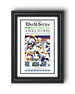 2025 Los Angeles Dodgers "A Will to Win!" World Series Game 7 Champions Newspaper Poster.