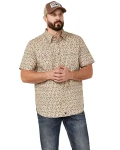 Moonshine Spirit Men's Spirit&Reg; Vinyl Printed Short Sleeve Snap Western Shirt - Mssp24w3-Tan
